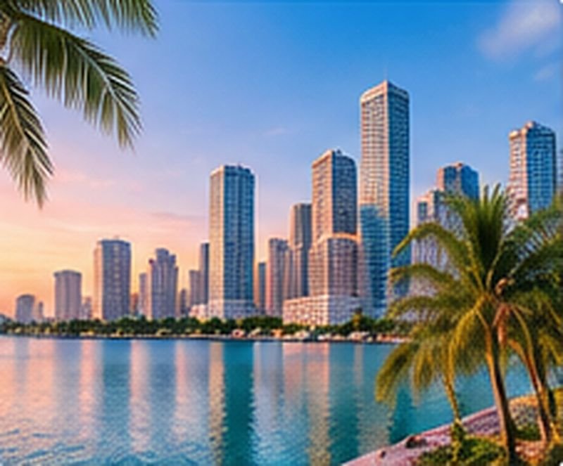 Miami skyline across the water